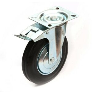 Swivel rubber wheel with brake 080RNS3B